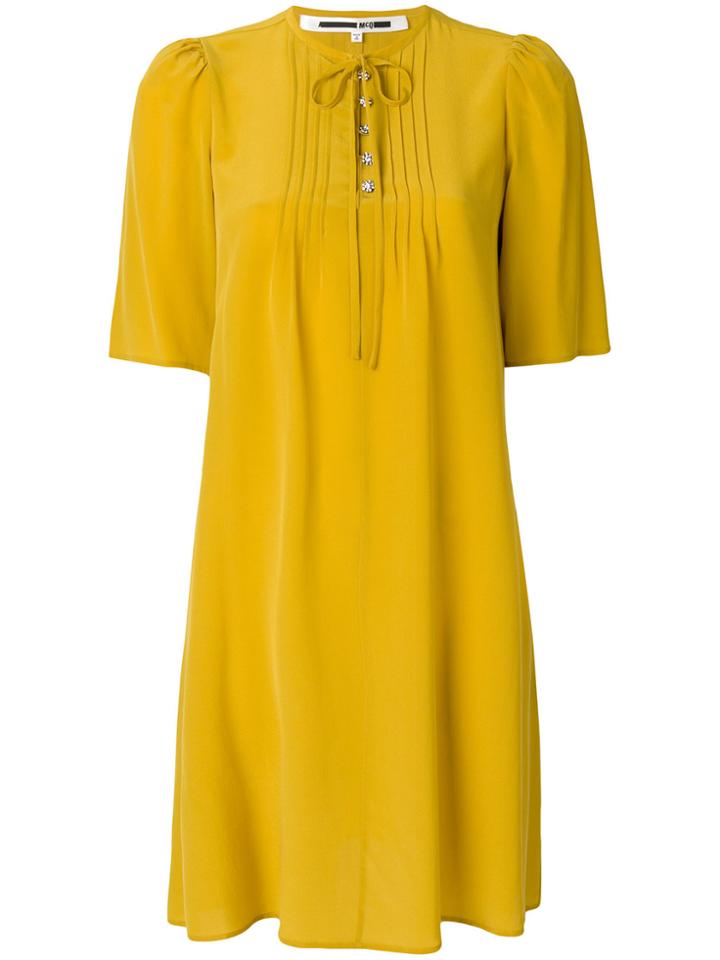 Mcq Alexander Mcqueen Pleated Detail Dress - Yellow & Orange