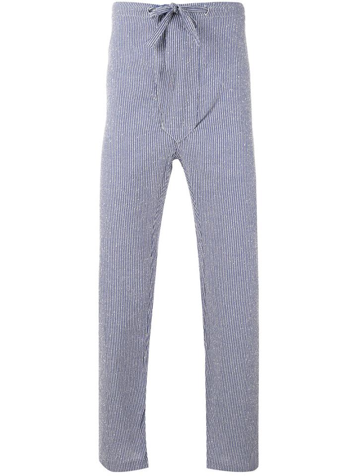 Mp Massimo Piombo - Striped Cropped Trousers - Men - Cotton/polyamide - S, Blue, Cotton/polyamide