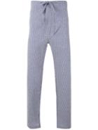 Mp Massimo Piombo - Striped Cropped Trousers - Men - Cotton/polyamide - S, Blue, Cotton/polyamide