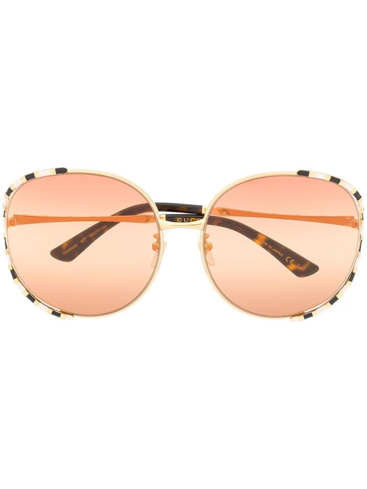 Gucci Eyewear Oversized Round Frame Sunglasses - Gold