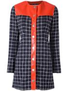 Courrèges 'grid' Shirt Dress, Women's, Size: 38, Blue, Viscose/cotton/polyurethane/polyester