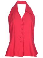 Moschino Vintage Halter Neck Blouse, Women's, Size: 46, Red