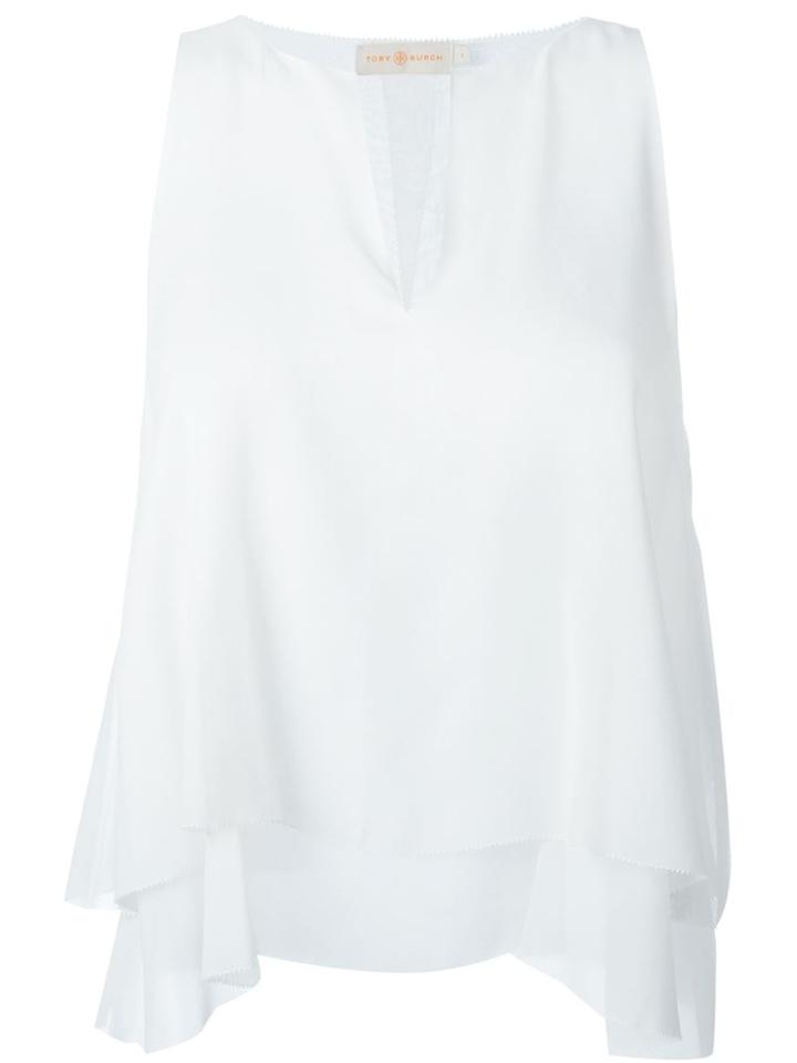 Tory Burch Alexandra Top, Women's, Size: 6, White, Silk