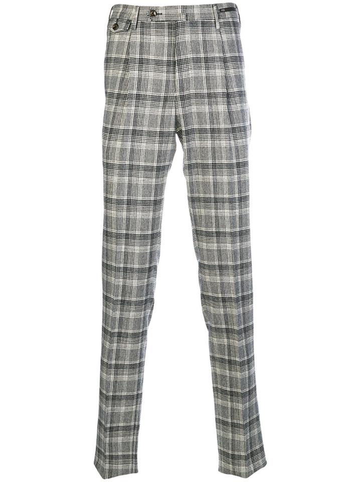 Pt01 Tailored Plaid Trousers - Black