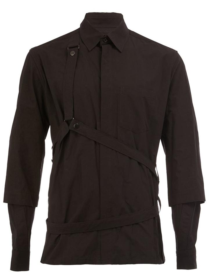Yohji Yamamoto Strap Detail Shirt, Men's, Size: 5, Black, Cotton