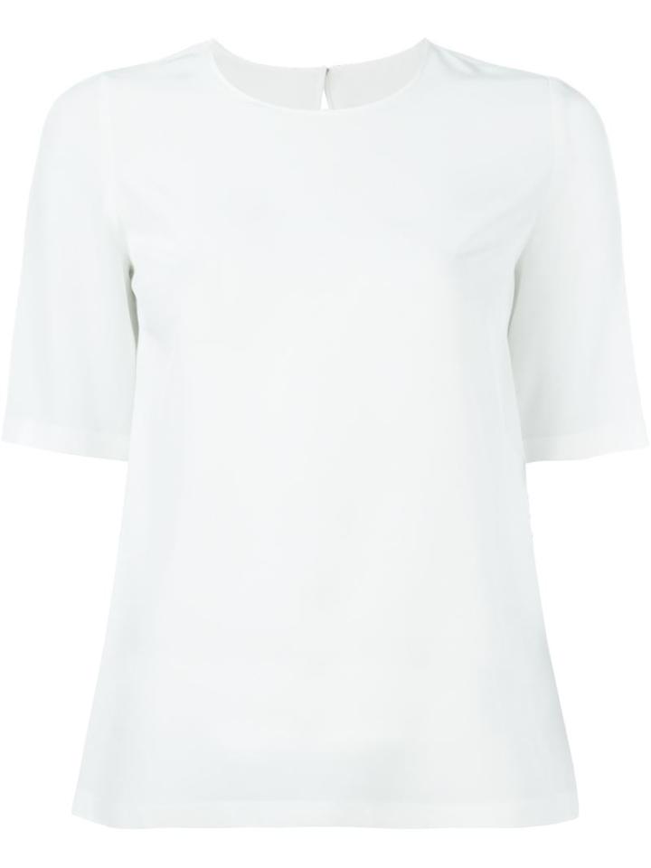 Dolce & Gabbana Classic T-shirt Blouse, Women's, Size: 46, White, Silk