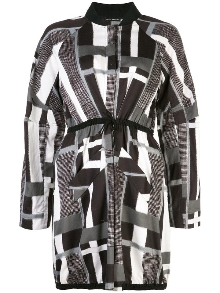 Josie Natori Taisho Stripe Drawstring Jacket - Black