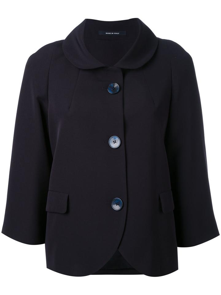 Tagliatore - Scoop Hem Jacket - Women - Polyester/spandex/elastane/cupro - 44, Blue, Polyester/spandex/elastane/cupro