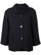 Tagliatore - Scoop Hem Jacket - Women - Polyester/spandex/elastane/cupro - 44, Blue, Polyester/spandex/elastane/cupro