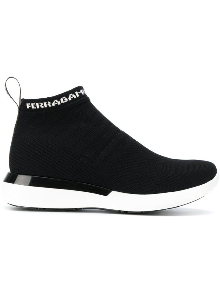 Salvatore Ferragamo Knitted Sock Sneakers - Black