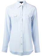 Rag & Bone Piped Trim Shirt, Women's, Size: Medium, Blue, Silk