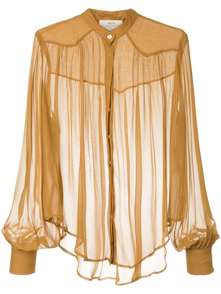 Matin Gathered Yoke Georgette Shirt - Brown