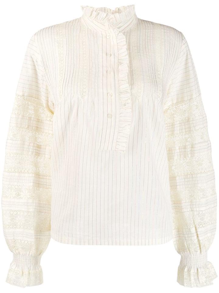 Antik Batik Ruffled Striped Shirt - Neutrals