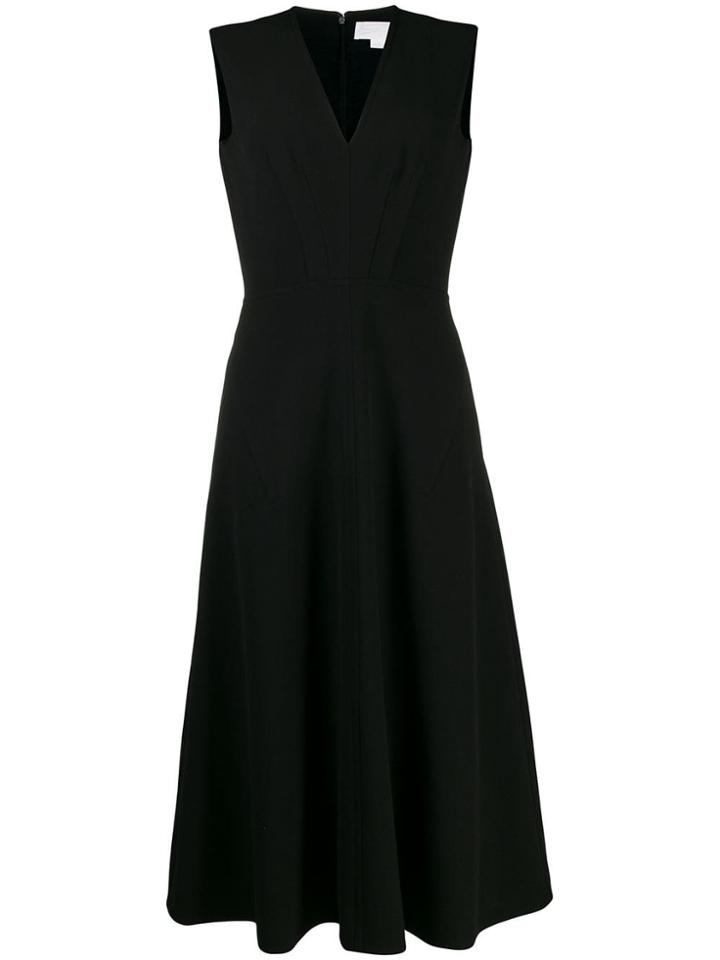 Genny V-neck Flared Dress - Black