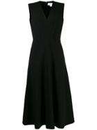 Genny V-neck Flared Dress - Black