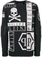 Philipp Plein Crystal Embellished Logo Print Sweatshirt - Black