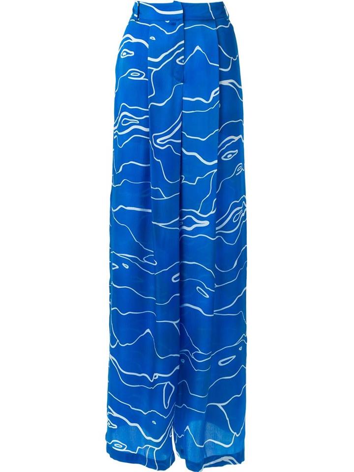 Alexander Lewis 'baiana' Palazzo Trousers, Women's, Size: 14, Blue, Silk