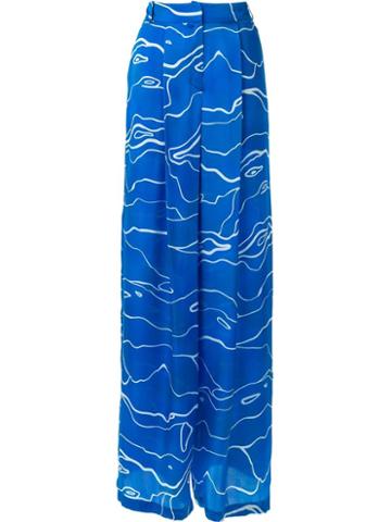 Alexander Lewis 'baiana' Palazzo Trousers, Women's, Size: 14, Blue, Silk