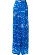 Alexander Lewis 'baiana' Palazzo Trousers, Women's, Size: 14, Blue, Silk