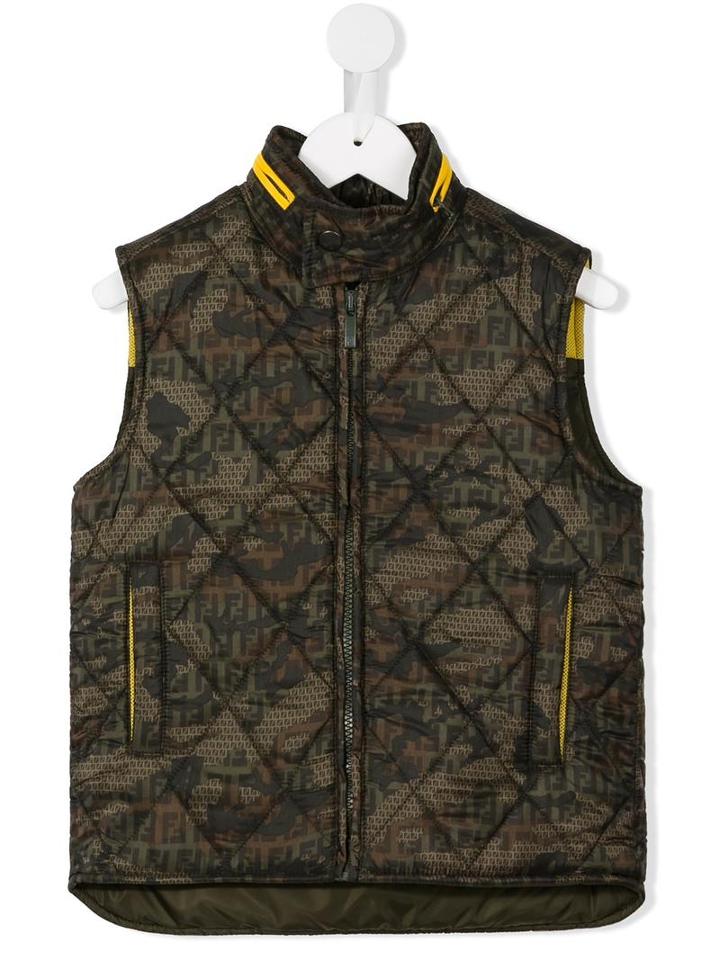 Fendi Kids Camouflage Gilet, Boy's, Size: 6 Yrs, Green