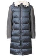 Tim Coppens Panelled Padded Coat, Men's, Size: Large, Black, Lamb Skin/polyamide