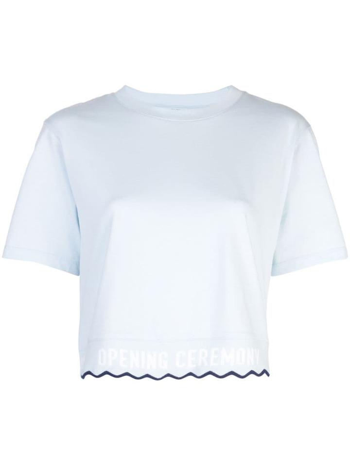Opening Ceremony Scallop Elastic Logo Cropped T-shirt - Blue