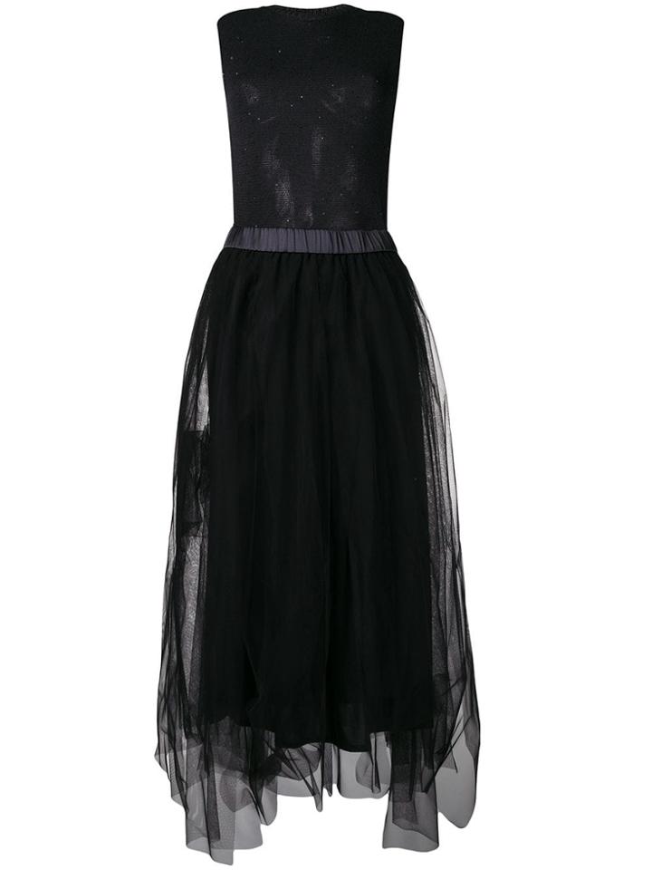 Peserico Tulle Long Dress - Black