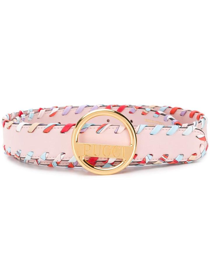 Emilio Pucci Whipstitched Leather Belt - Pink