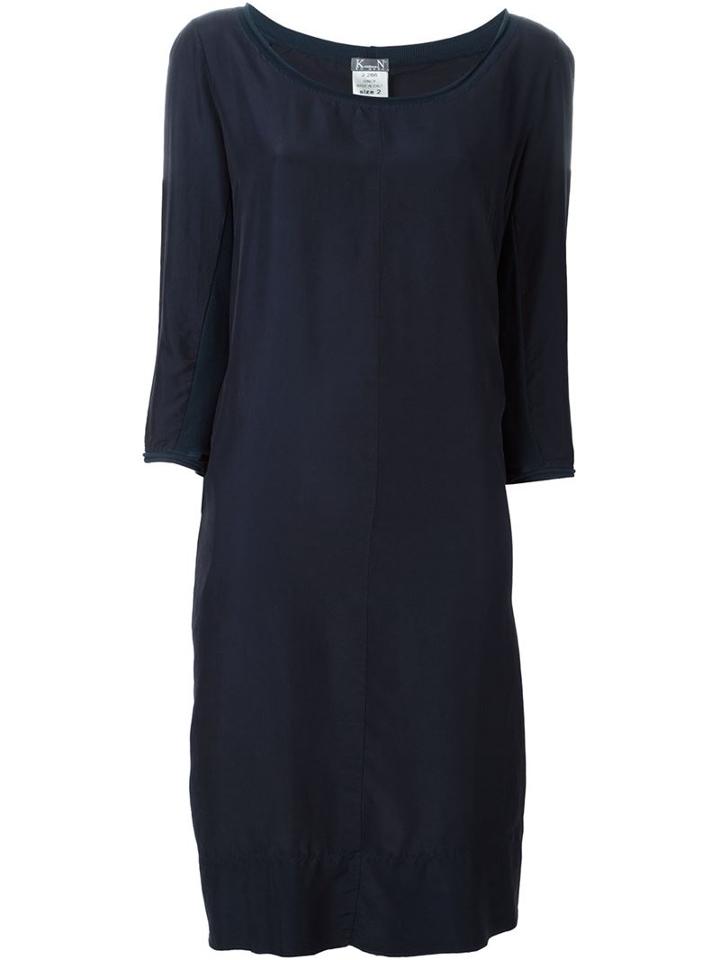 Kristensen Du Nord Three-quarters Sleeve Shift Dress, Women's, Size: 0, Blue, Silk/cotton