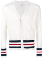 Thom Browne Stripe Trim Ribbed Cardigan - Nude & Neutrals