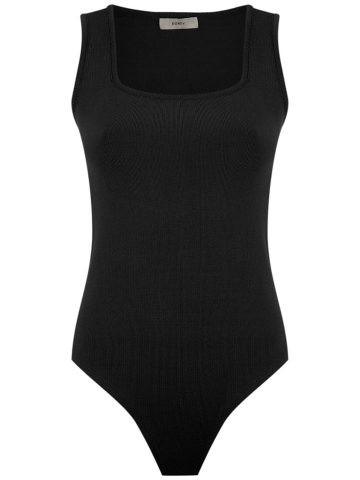 Egrey Knit Ribbed Bodysuit - Black