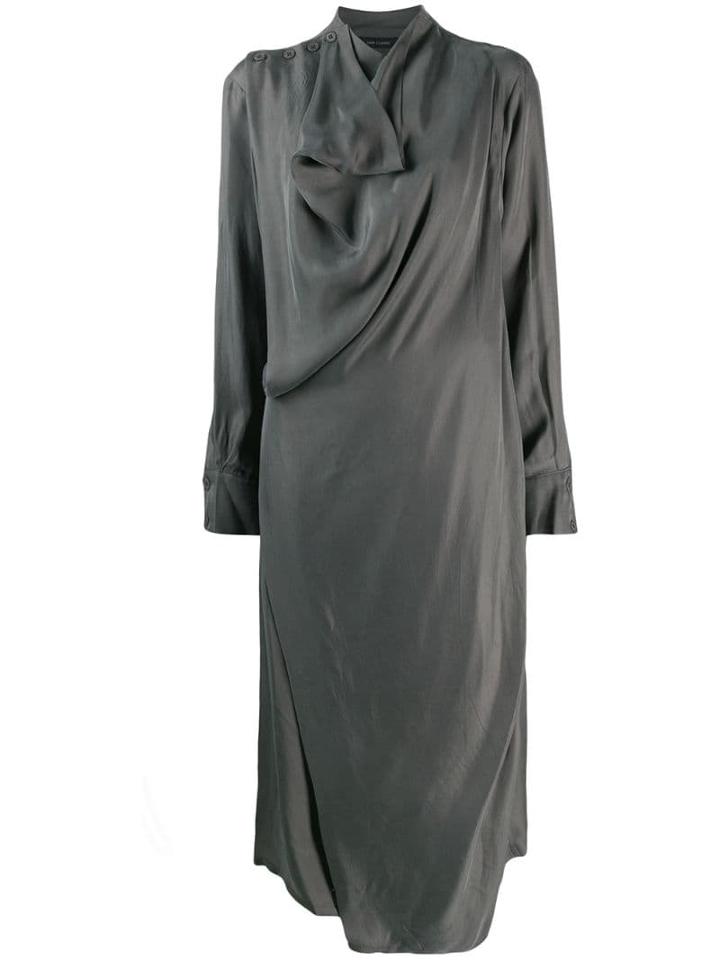 Low Classic Draped Detail Midi Dress - Green