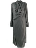 Low Classic Draped Detail Midi Dress - Green