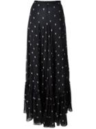 Francesco Scognamiglio Star Print Maxi Skirt, Women's, Size: 42, Black, Silk