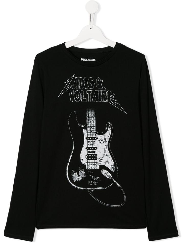 Zadig & Voltaire Kids Kita Graphic Long-sleeve Top - Black