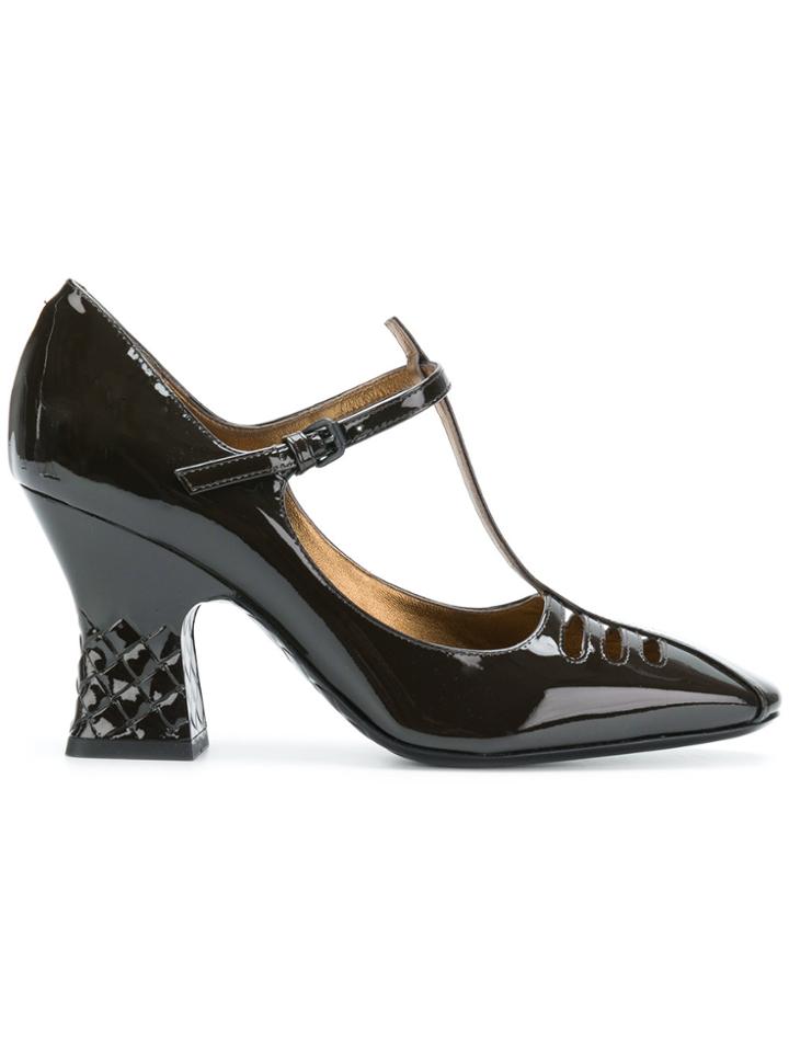Bottega Veneta Espresso Patent Calf Polignac Mary Jane - Brown