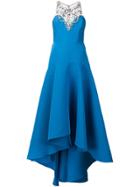 Marchesa Notte Embellished Neck Gown - Blue