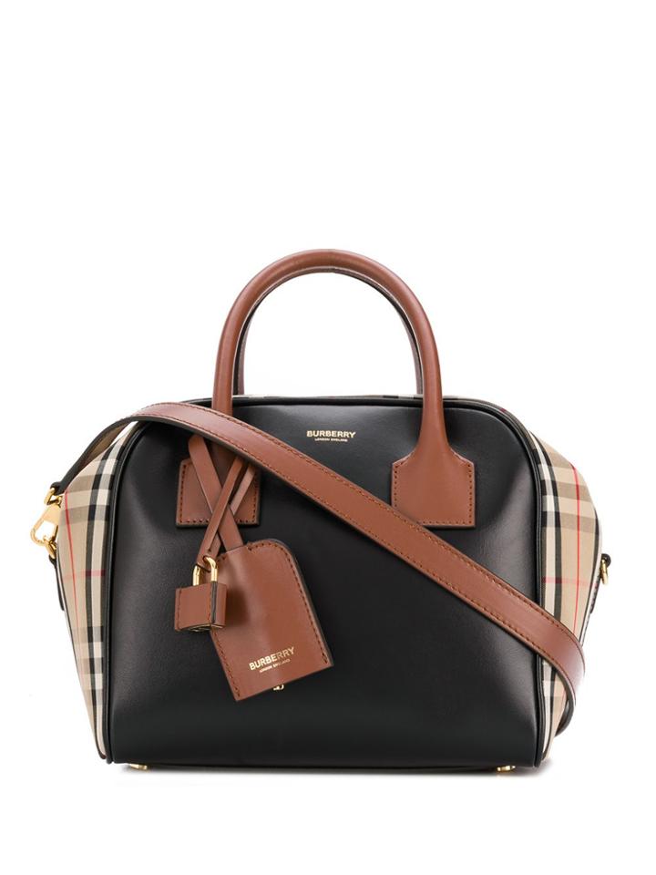 Burberry Check Print Tote Bag - Black