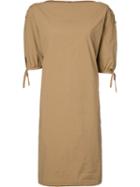 Tomas Maier Lace-up Shoulders Midi Dress, Women's, Size: 8, Brown, Cotton/spandex/elastane