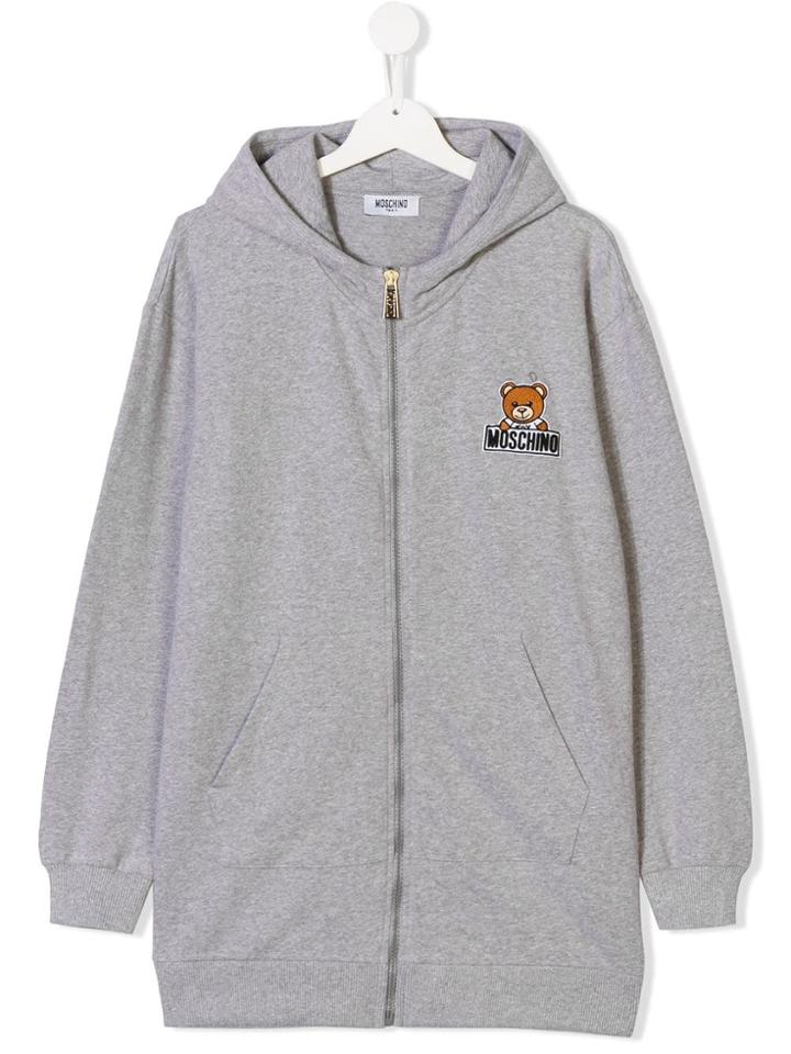 Moschino Kids Teddy Zip Hoodie - Grey