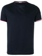 Moncler Tri-colour Striped Trim T-shirt, Men's, Size: Medium, Blue, Cotton