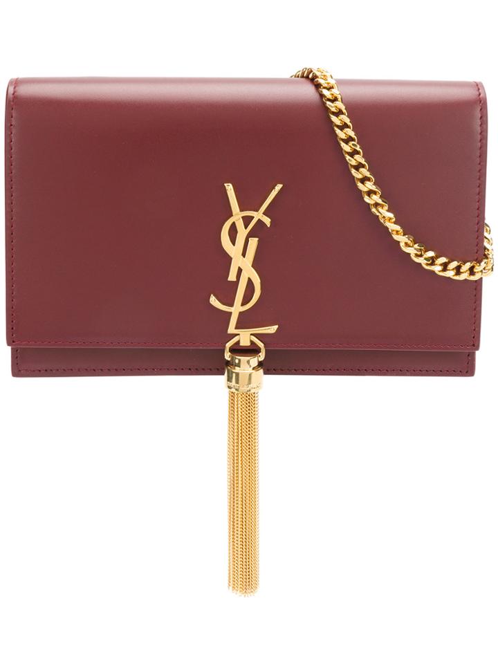 Saint Laurent Kate Monogram Chain Wallet - Red