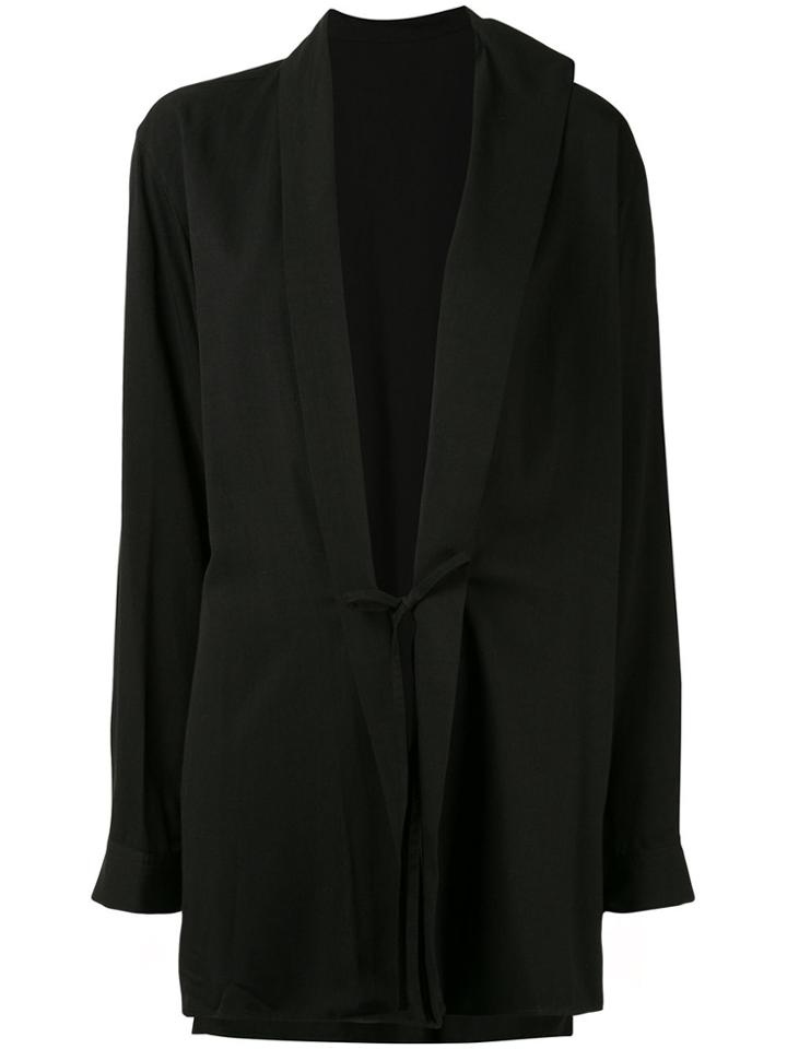 Y's Loose-fit Tie-fastening Jacket - Black