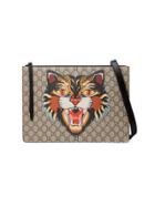 Gucci Angry Cat Print Gg Supreme Messenger - Nude & Neutrals