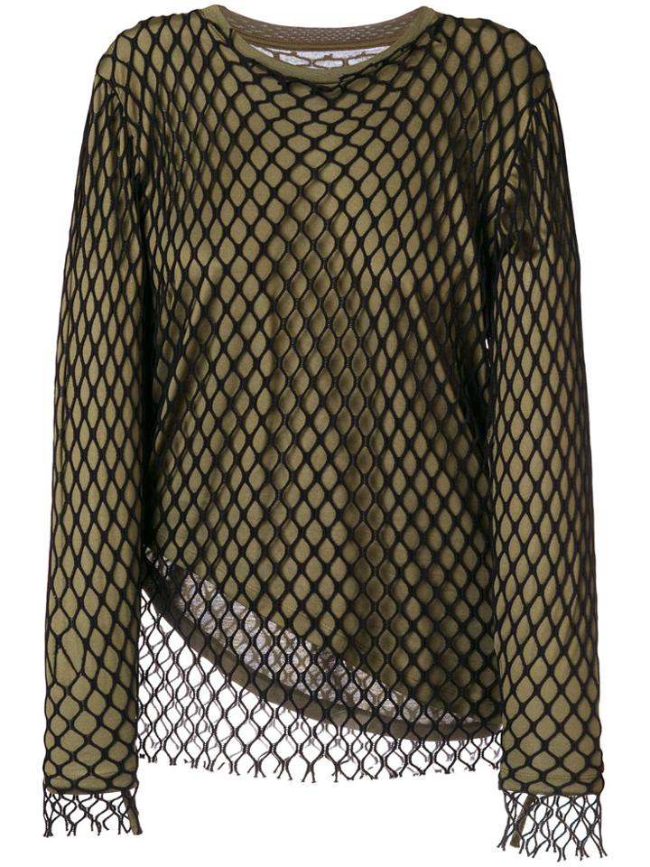 Marques'almeida Layered Fishnet Sweater - Green