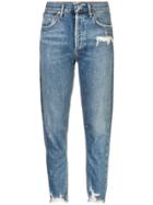 Agolde Distressed High Rise Jeans - Blue
