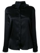 Capucci Pleated Collar Shirt, Women's, Size: 40, Black, Silk Satin