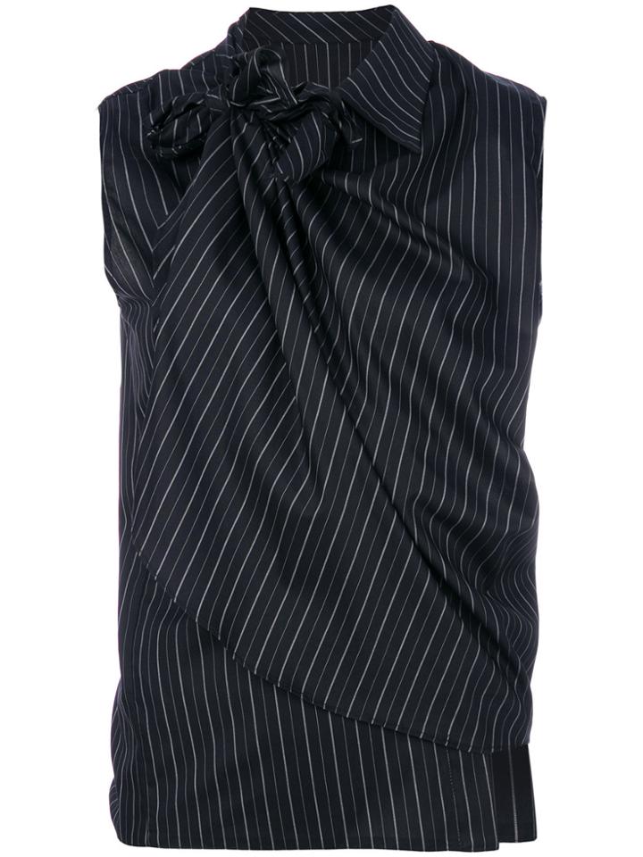 Mm6 Maison Margiela Sleeveless Striped Shirt - Black