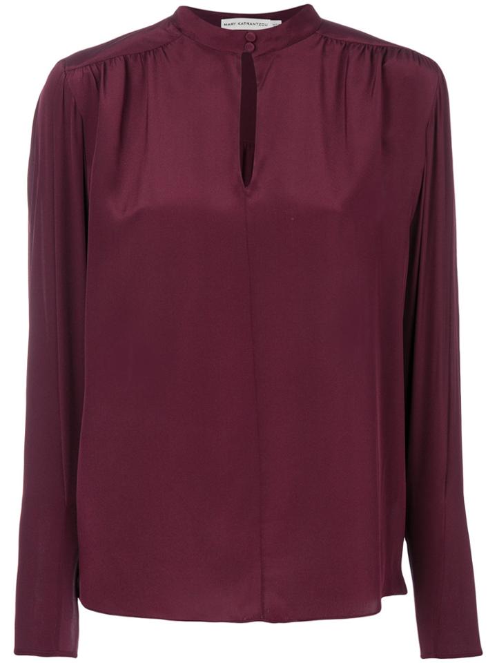 Mary Katrantzou Keyhole Bell Sleeved Blouse - Pink & Purple
