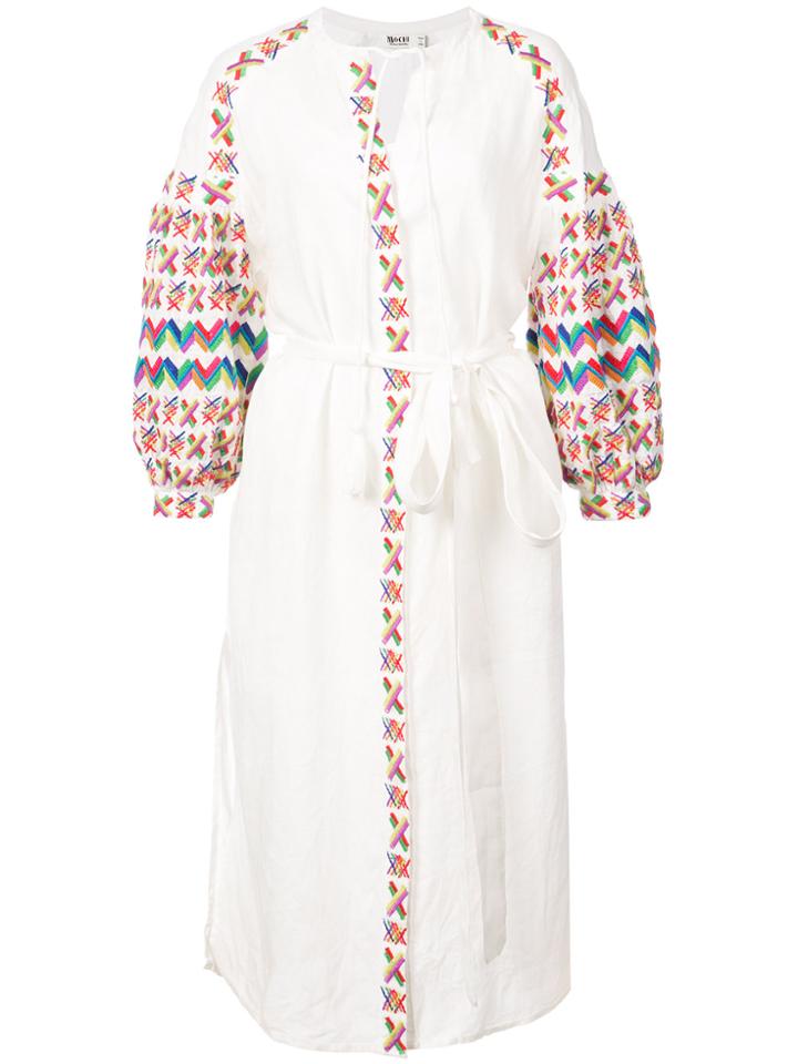 All Things Mochi Embroidered Midi Dress - Nude & Neutrals